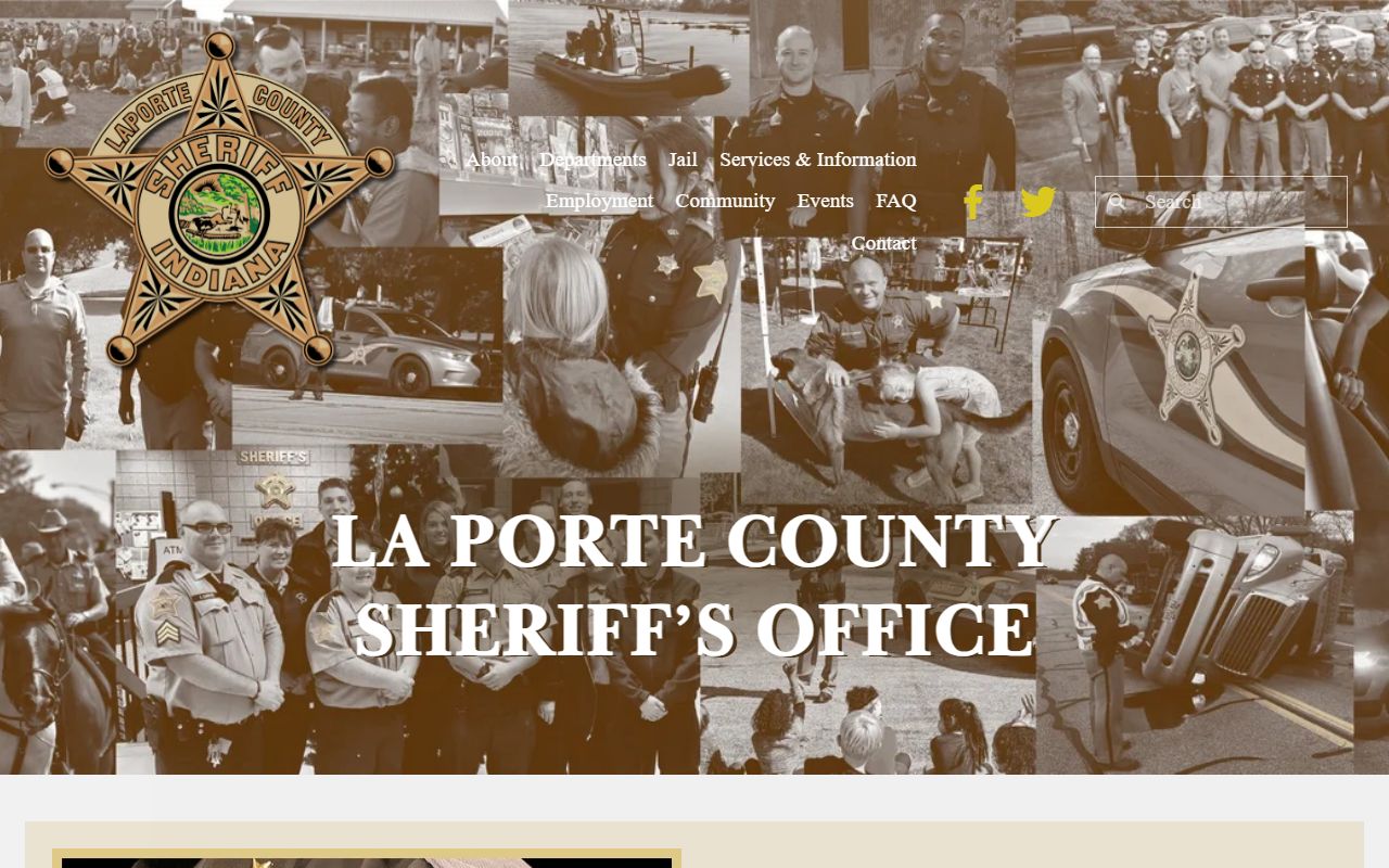 LaPorte County sheriff homepage inmate population and jail records links